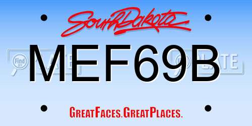 MEF69B South Dakota License Plate