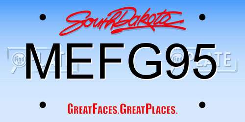MEFG95 South Dakota License Plate