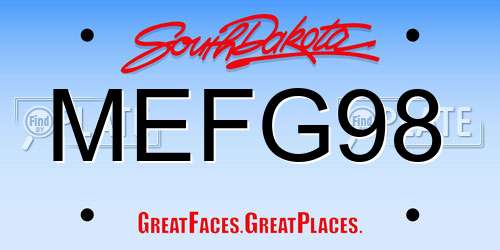 MEFG98 South Dakota License Plate