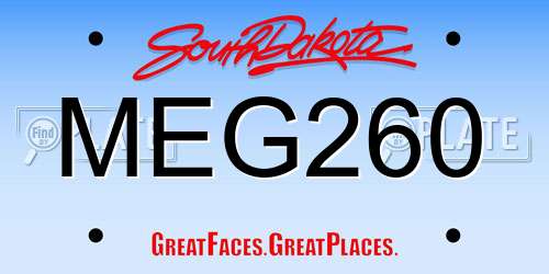 MEG260 South Dakota License Plate