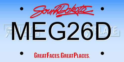 MEG26D South Dakota License Plate
