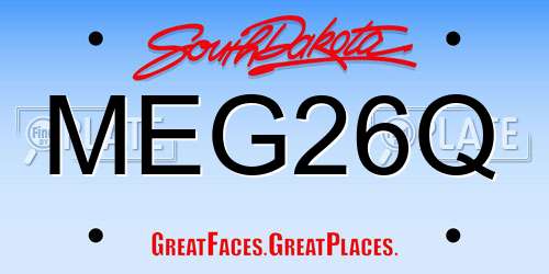 MEG26Q South Dakota License Plate