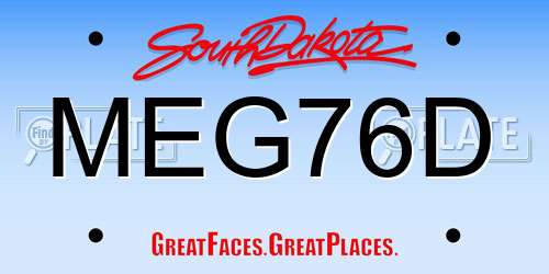 MEG76D South Dakota License Plate
