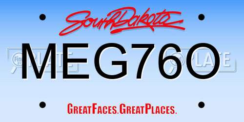 MEG76O South Dakota License Plate