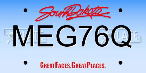 MEG76Q South Dakota License Plate