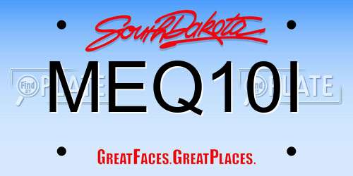 MEQ10I South Dakota License Plate