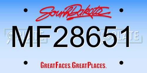 MF28651 South Dakota License Plate