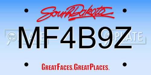 MF4B9Z South Dakota License Plate