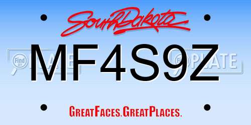 MF4S9Z South Dakota License Plate