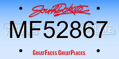 MF52867 South Dakota License Plate