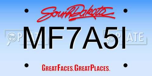 MF7A5I South Dakota License Plate