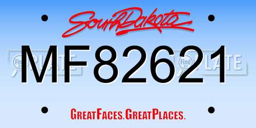 MF82621 South Dakota License Plate