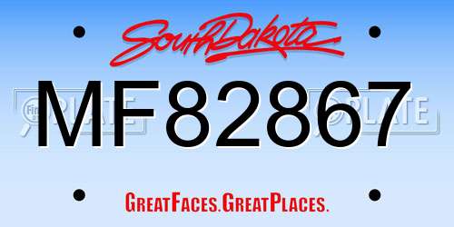 MF82867 South Dakota License Plate