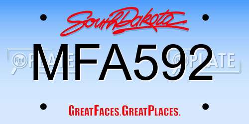 MFA592 South Dakota License Plate
