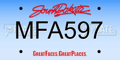 MFA597 South Dakota License Plate