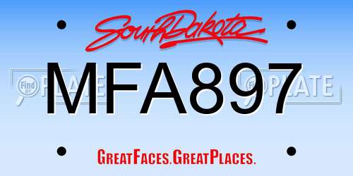 MFA897 South Dakota License Plate