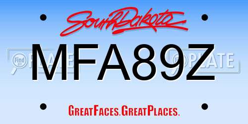 MFA89Z South Dakota License Plate