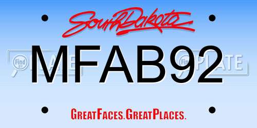 MFAB92 South Dakota License Plate