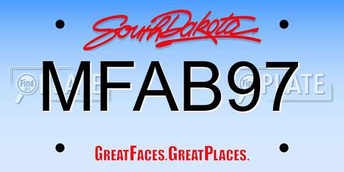 MFAB97 South Dakota License Plate
