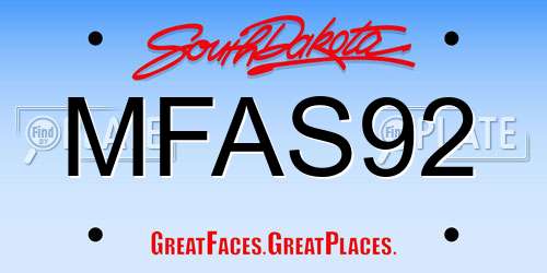 MFAS92 South Dakota License Plate