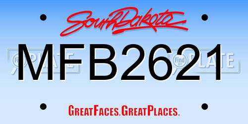 MFB2621 South Dakota License Plate
