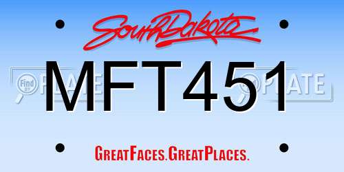 MFT451 South Dakota License Plate