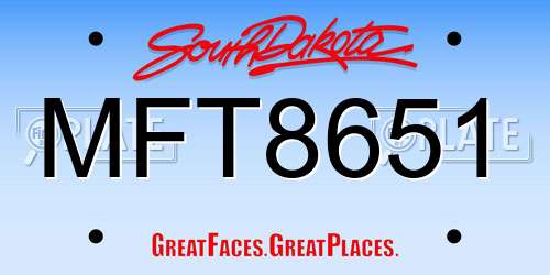 MFT8651 South Dakota License Plate