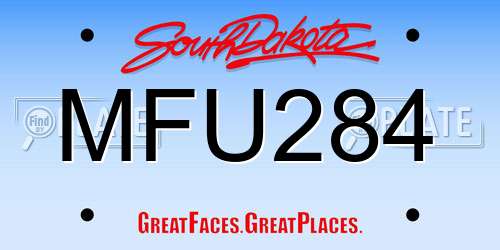 MFU284 South Dakota License Plate