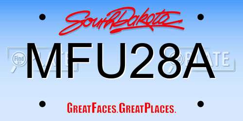 MFU28A South Dakota License Plate