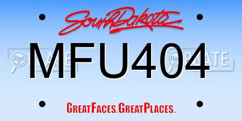 MFU404 South Dakota License Plate