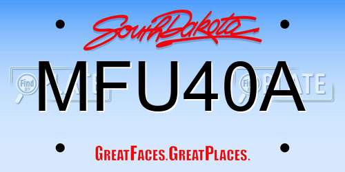 MFU40A South Dakota License Plate