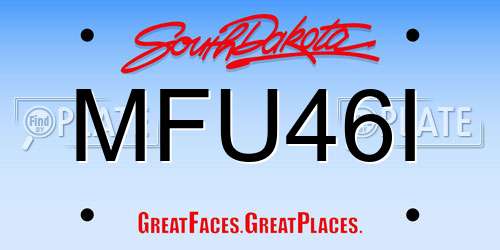MFU46I South Dakota License Plate