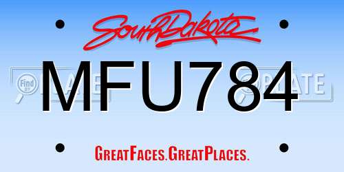 MFU784 South Dakota License Plate