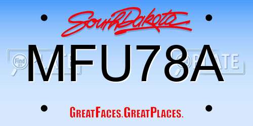 MFU78A South Dakota License Plate