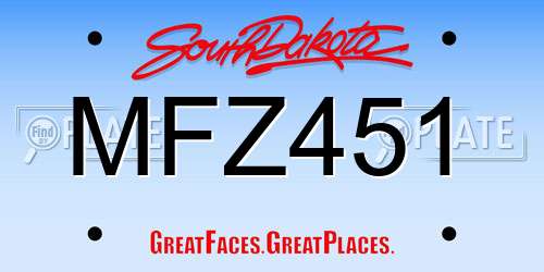 MFZ451 South Dakota License Plate