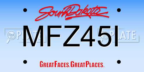 MFZ45I South Dakota License Plate