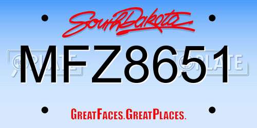 MFZ8651 South Dakota License Plate