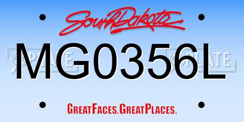 MG0356L South Dakota License Plate