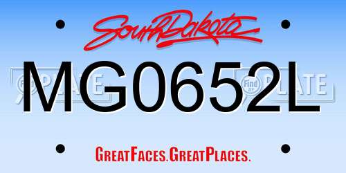 MG0652L South Dakota License Plate