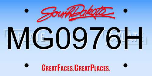 MG0976H South Dakota License Plate