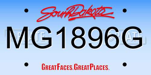 MG1896G South Dakota License Plate