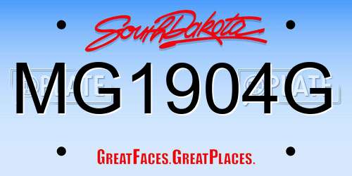 MG1904G South Dakota License Plate