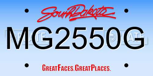 MG2550G South Dakota License Plate