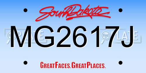 MG2617J South Dakota License Plate