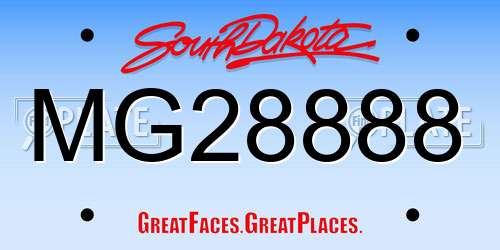 MG28888 South Dakota License Plate