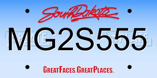 MG2S555 South Dakota License Plate