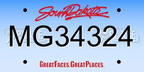 MG34324 South Dakota License Plate