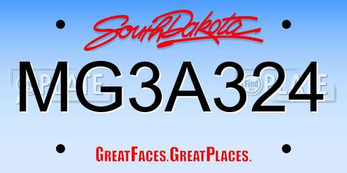 MG3A324 South Dakota License Plate