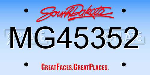 MG45352 South Dakota License Plate