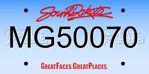 MG50070 South Dakota License Plate